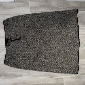 J. Crew Black and White Herringbone Midi Skirt